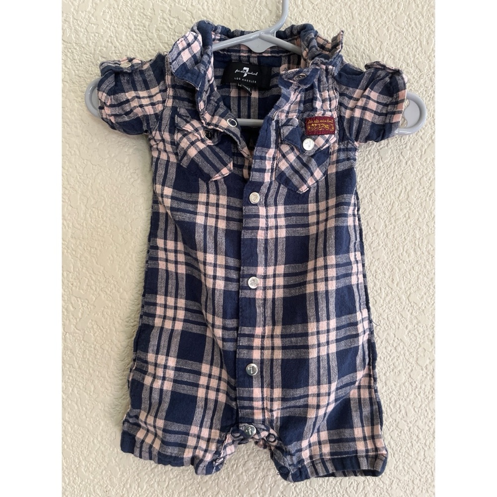 7 For All Mankind Plaid Romper Baby Size 0/3 Months